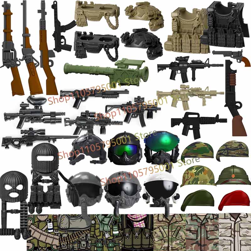 3D Printing Lego Bricks - Militärische US-Soldaten-Figuren Bausteine Maschinengewehre Helm Weste